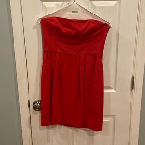 BCBG Max Azria Strapless Dress with Pockets and Corset Boning